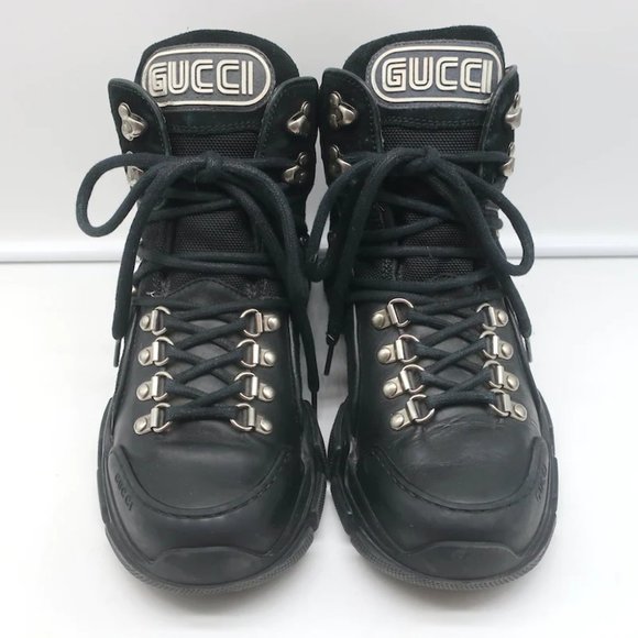 Gucci Flashtrek Hiking Boots Black Suede & Leather Size 38 - Picture 5 of 12
